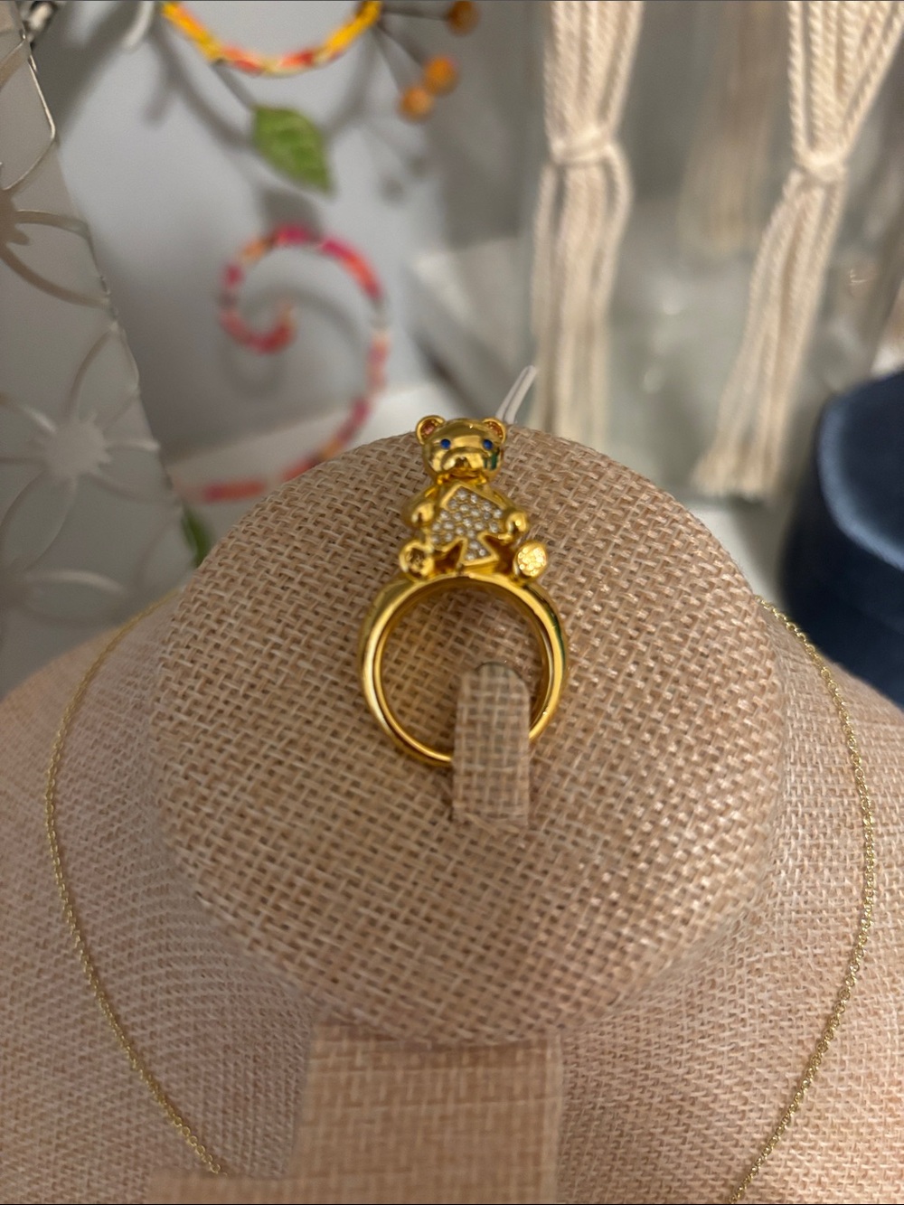 kate spade Gold Teddy Bear Ring with Crystal Accents